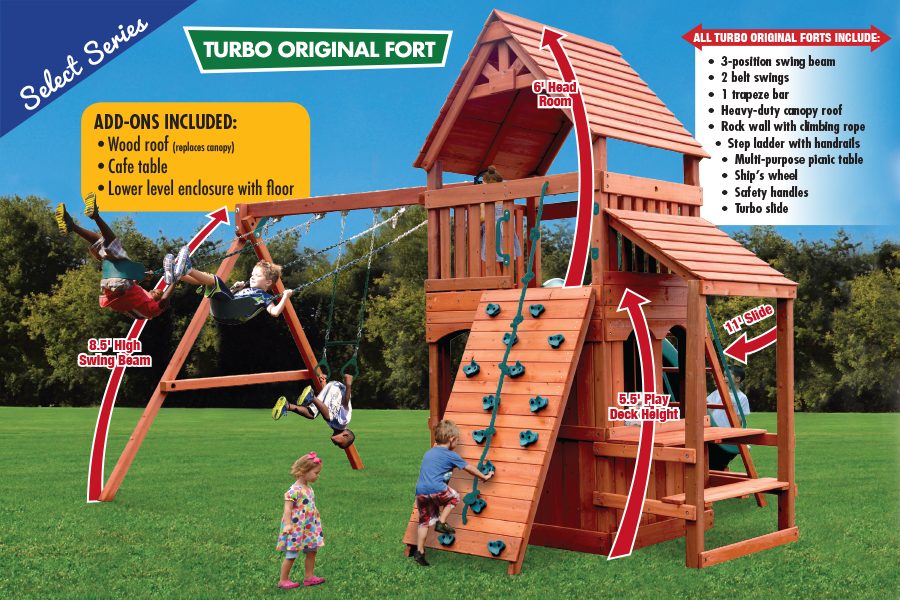 Turbo Original Fort Hangout Swing Set with Wood Roof (17F) - Image 4